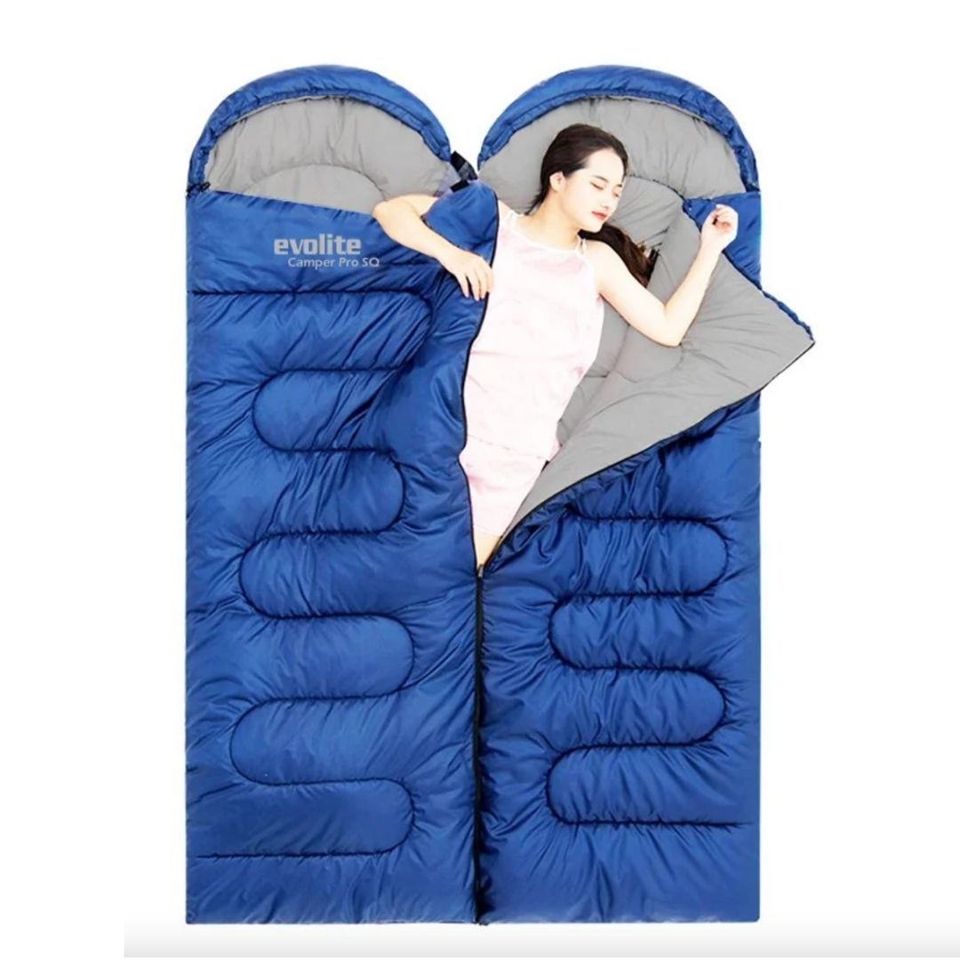EVOLITE - CAMPER PRO SQ BİRLEŞTİRİLEBİLİR 2 KİŞİLİK UYKU TULUMU 0 C - MAVİ